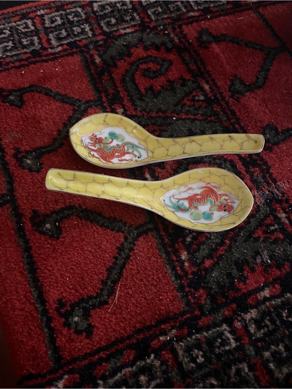 Vintage Hand Painted Porcelain Ramen Soup Spoon